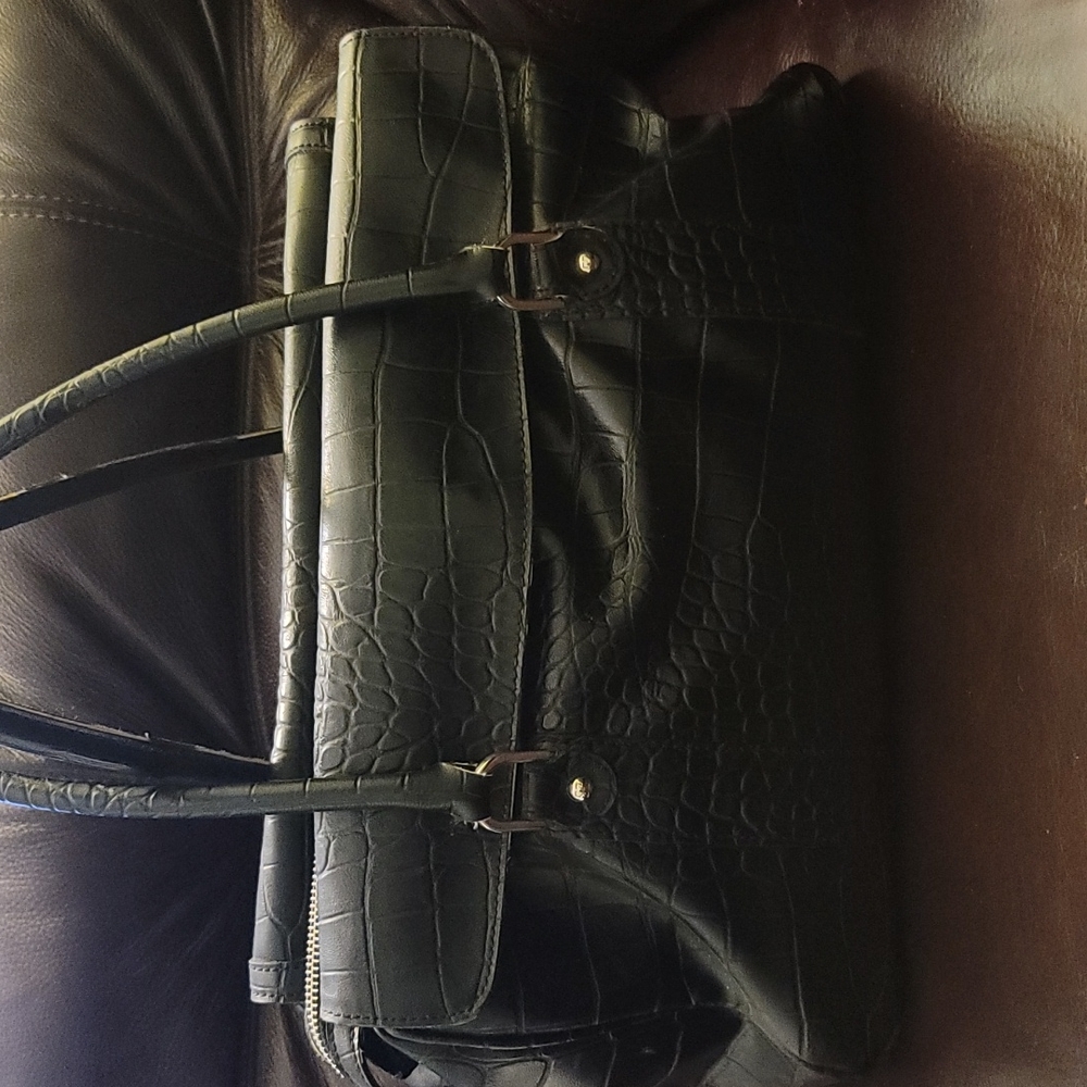 LIZ CLAIBORNE NEW YORK FAUX CROC SATCHEL PURSE HANDBAG - Picture 2 of 11